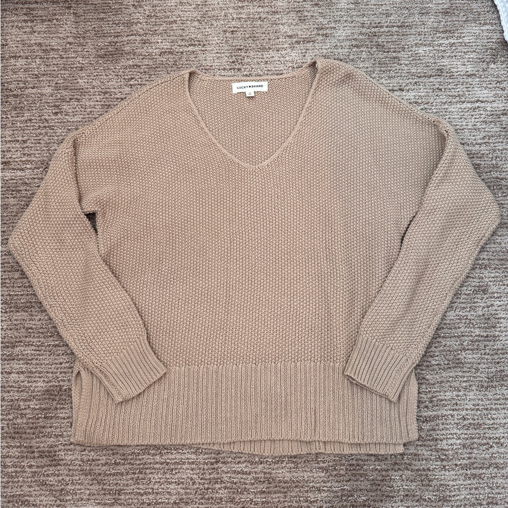 Lucky Brand V Neck Brown Sweater